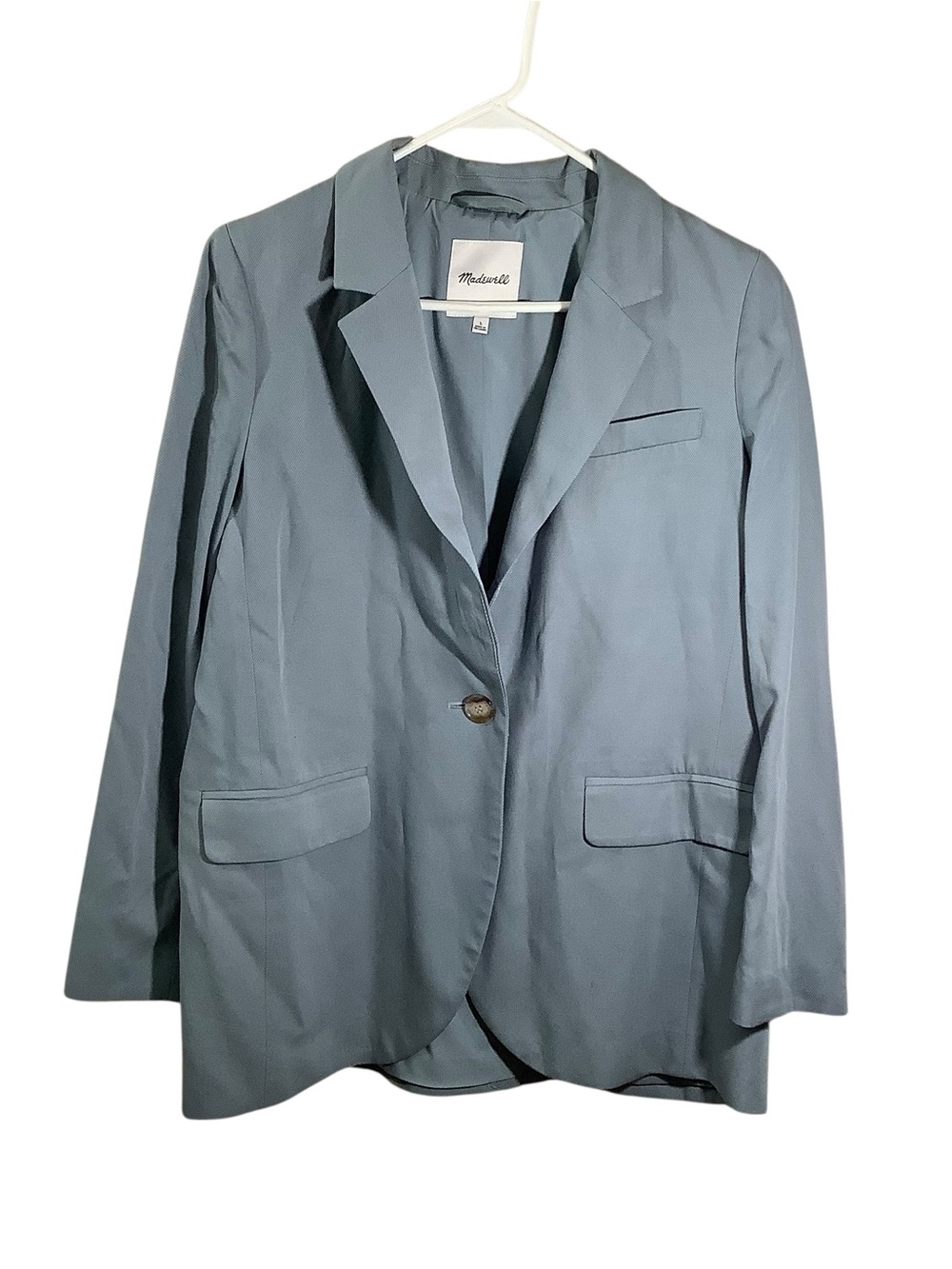 Madewell Slate Blue Tencel Single-Button Blazer